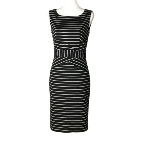 Tribal Dresses & Skirts - Tribal Sleeveless Stripped Sheath‎ Bodycon Dress Black White Women's Size 2